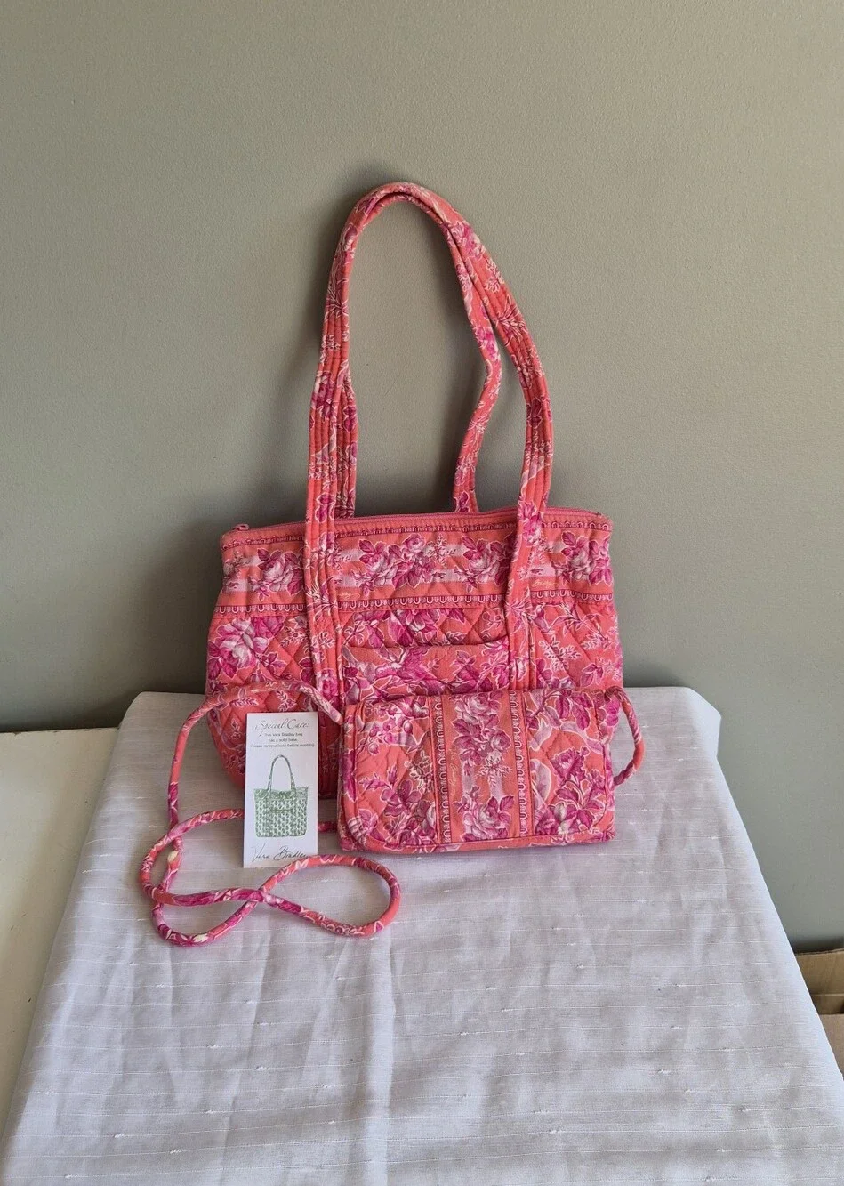 Vera Bradley Floral HopeTote and Crossbody Set -vibrant  Pink